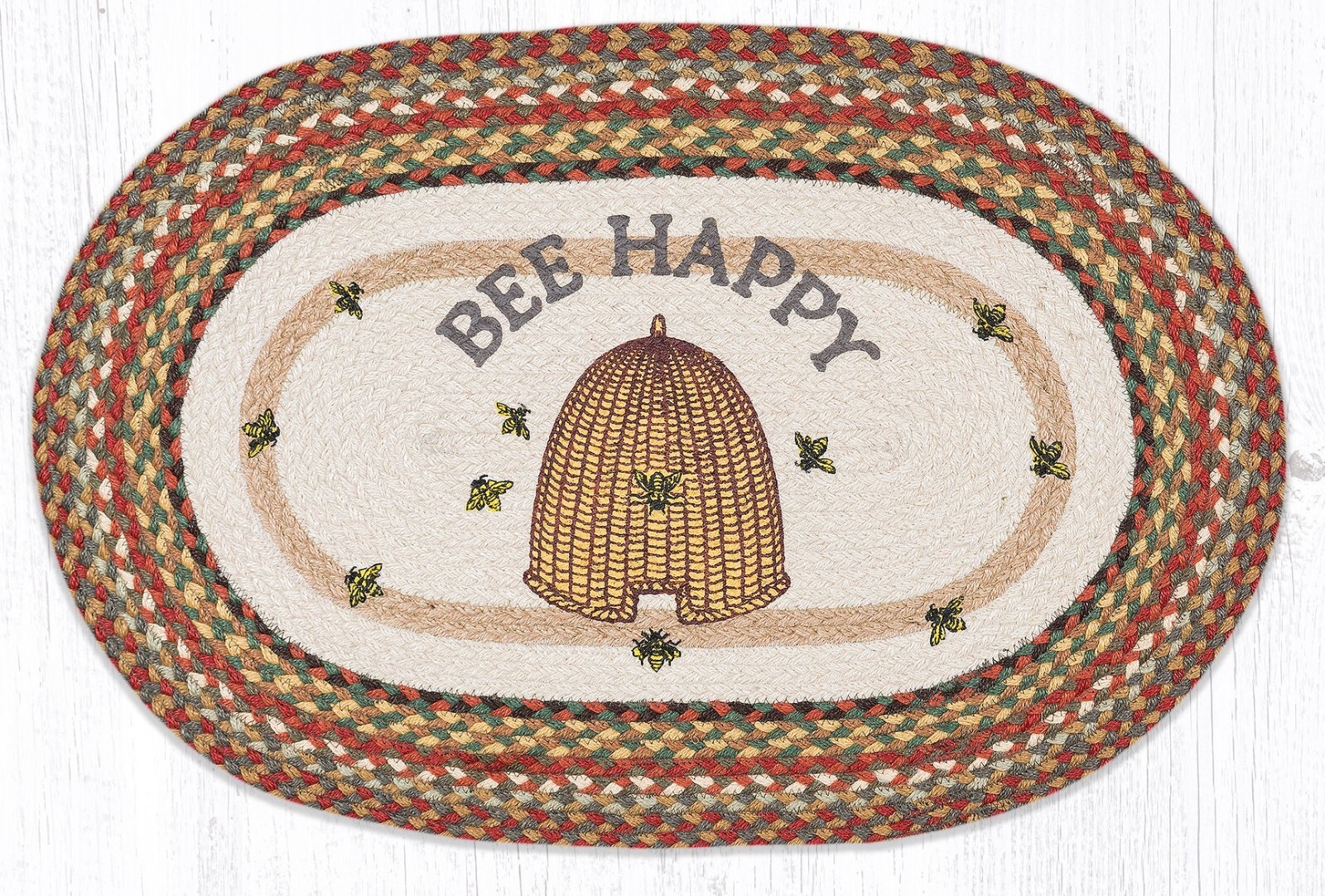 Bee Happy Beehive Rug 20″ x 30″, Earth Rugs, Country Farmhouse, New