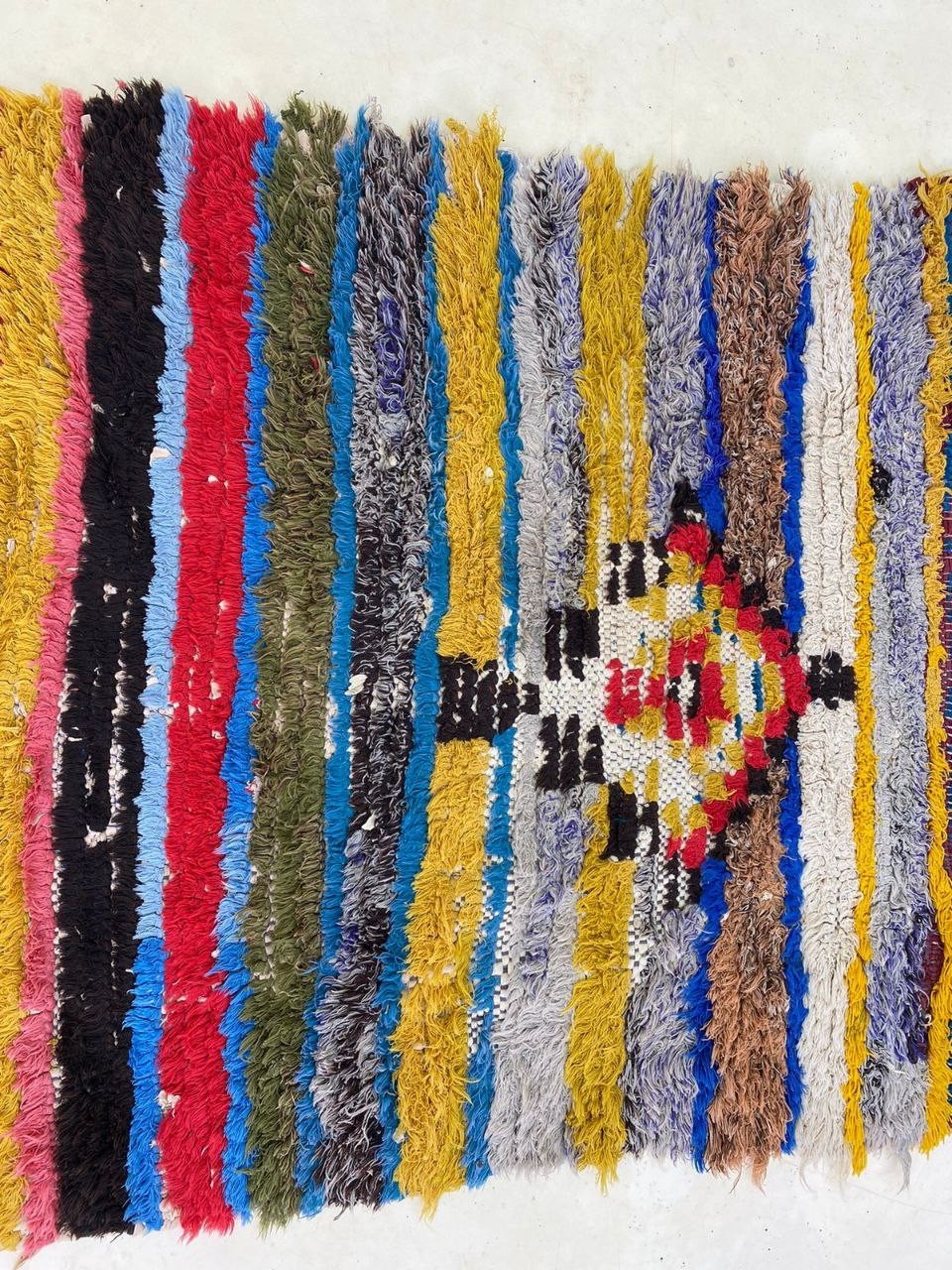 Moroccan Handmade Tribal Cotton Rug 2’7×4’8 Geometric Berber Hallway Vintage Rug