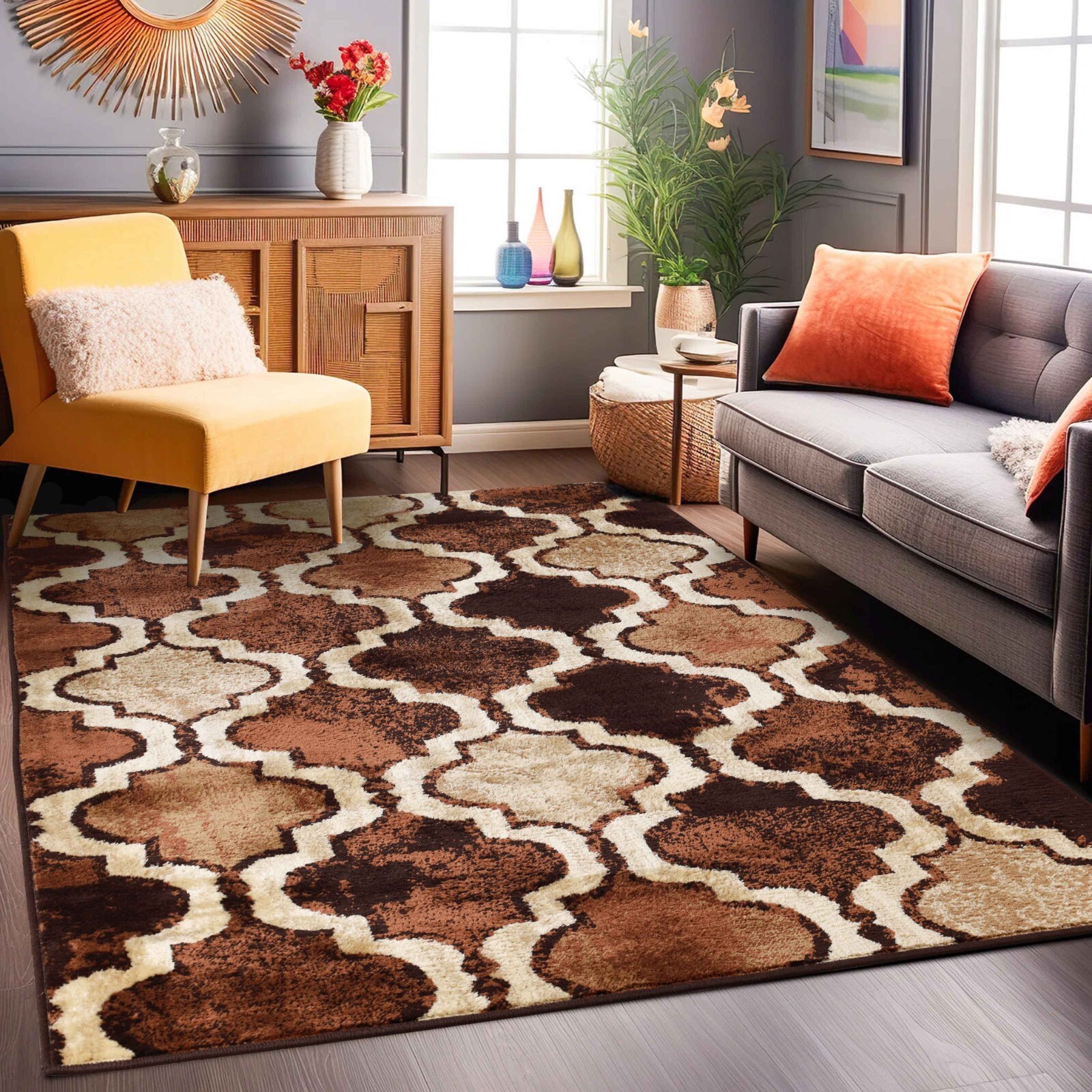 Viking Geometric Trellis Modern Anti Static Colorfast Moth Proof Indoor Area Rug
