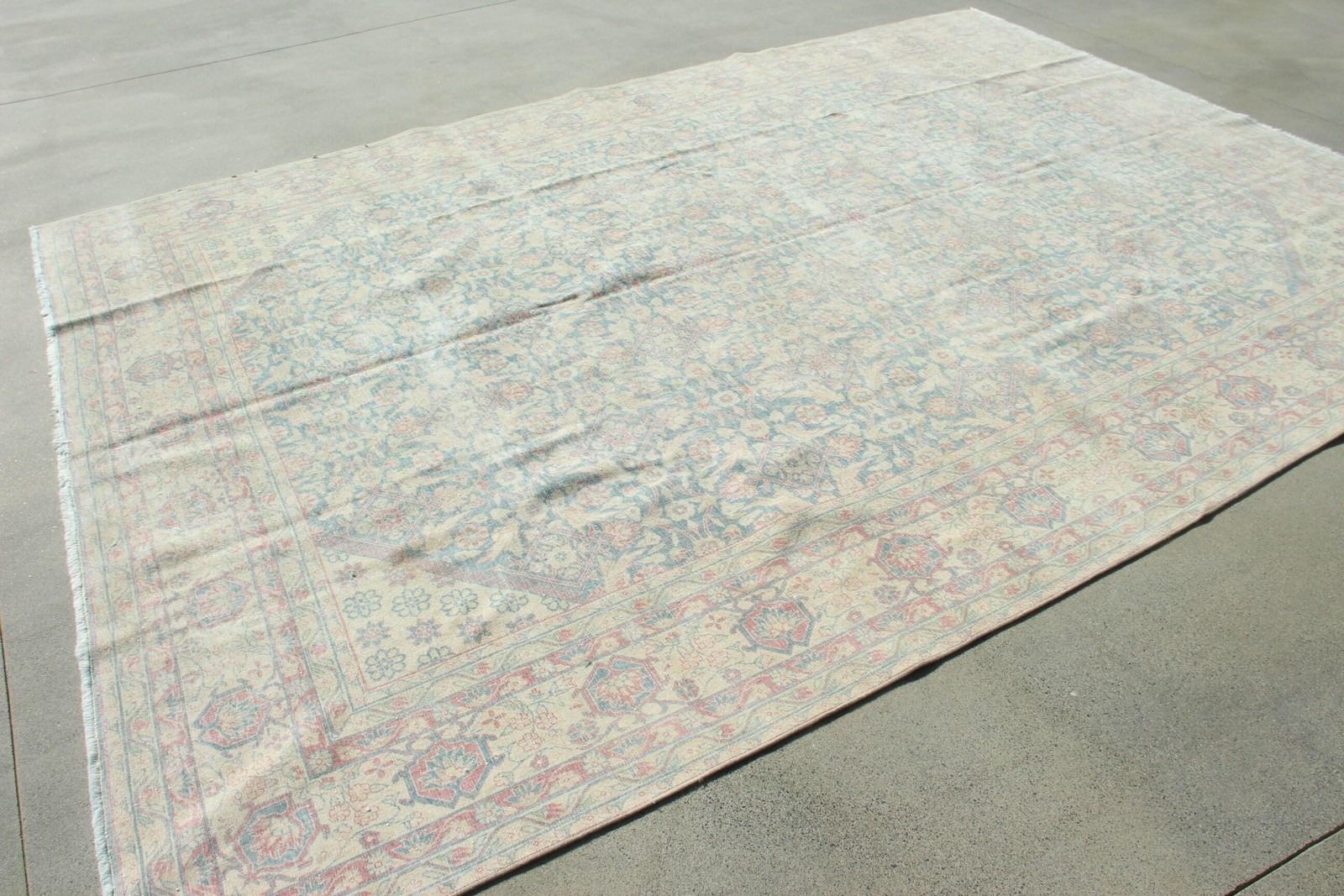 8,1×11,4 ft Rug, Vintage Turkish Rug, Blue Wool Rug