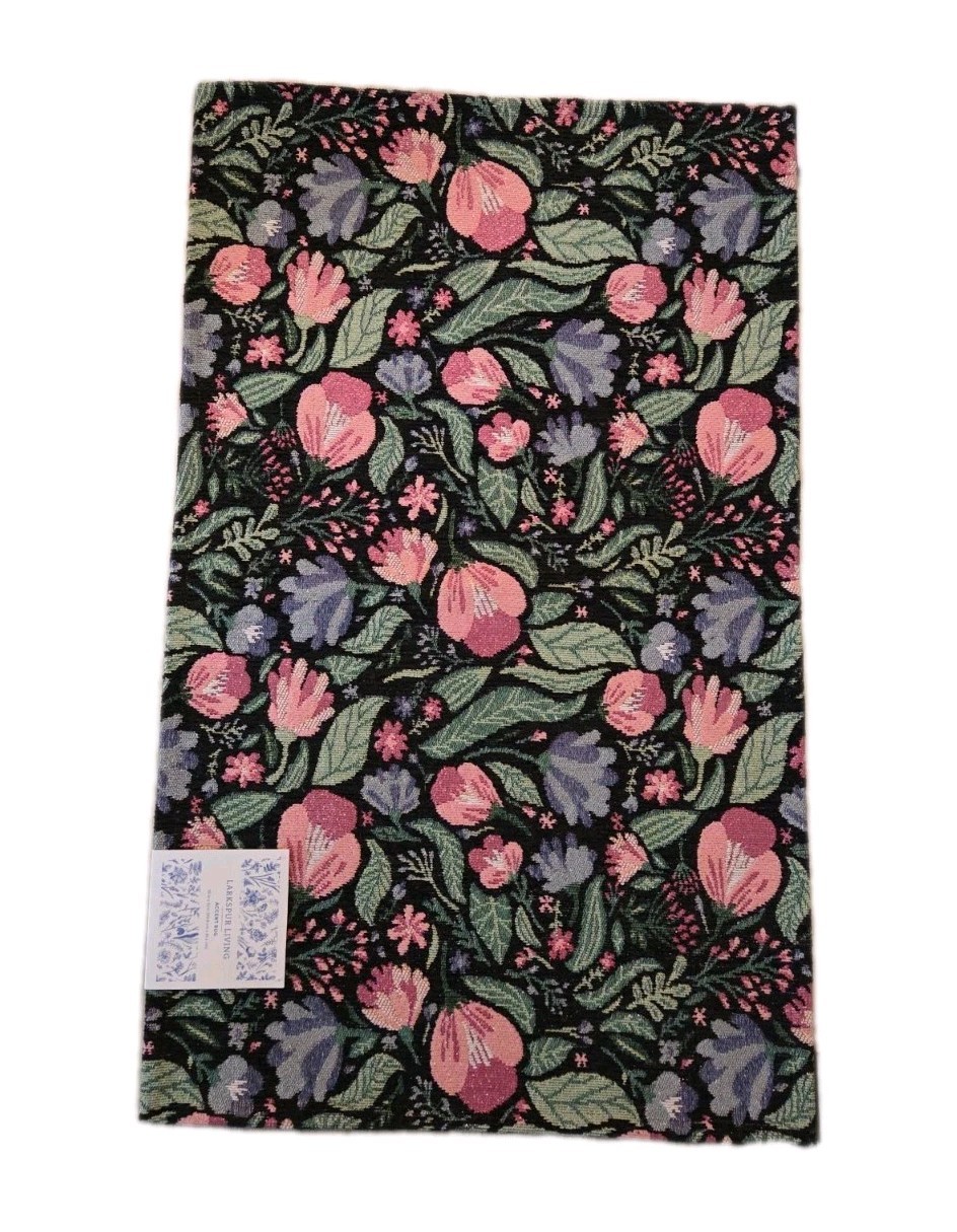 NEW⚘⚘️Glitter Pink Purple Floral Larkspur Living Accent Rug 20×32 Inches Indoor