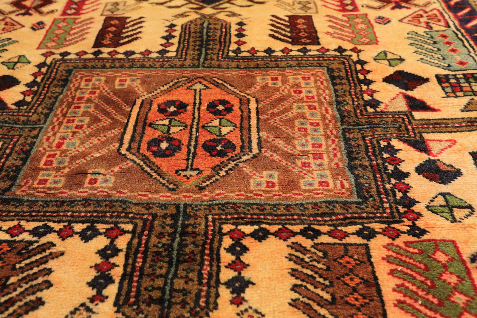 4×10’4” Runner Hand Knotted Wool Kurdishh Hamadaan Vintage Vegetable dyes Rug