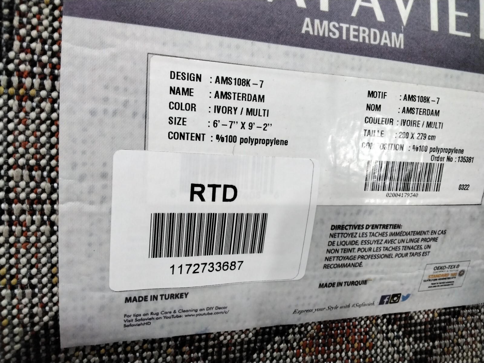 MULTI 6′-7″ X 9′-2″ Damaged Binding Rug, Reduced Price 1172733687 AMS108K-7