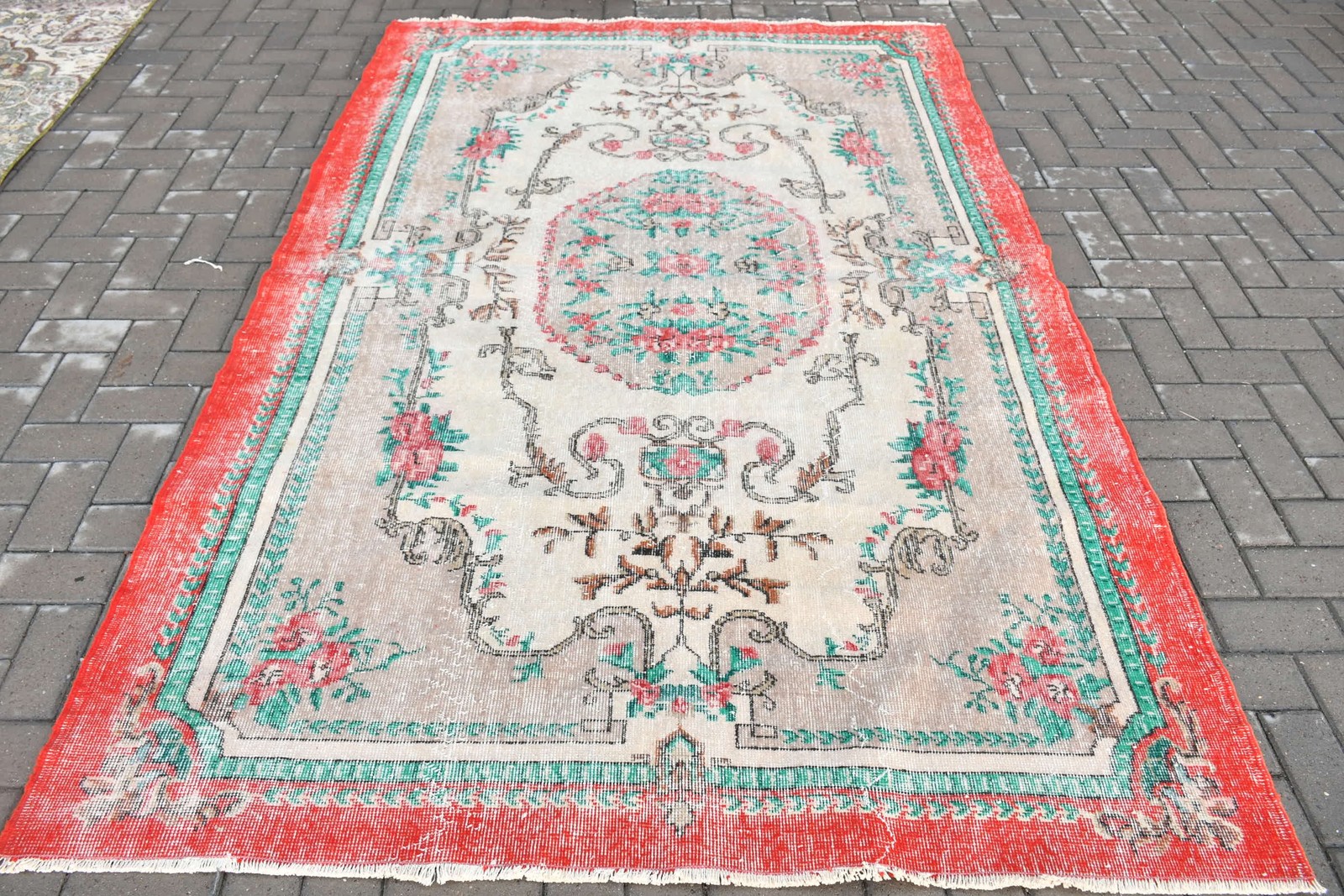 Vintage Turkish Rug, 5,6×8,6 ft Large Rug, Red Oriental Rug