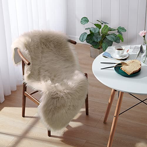 Small Faux Fur Sheepskin Rug 2×4 ft Ultra Soft Chair Sofa Cover Seat Pad,