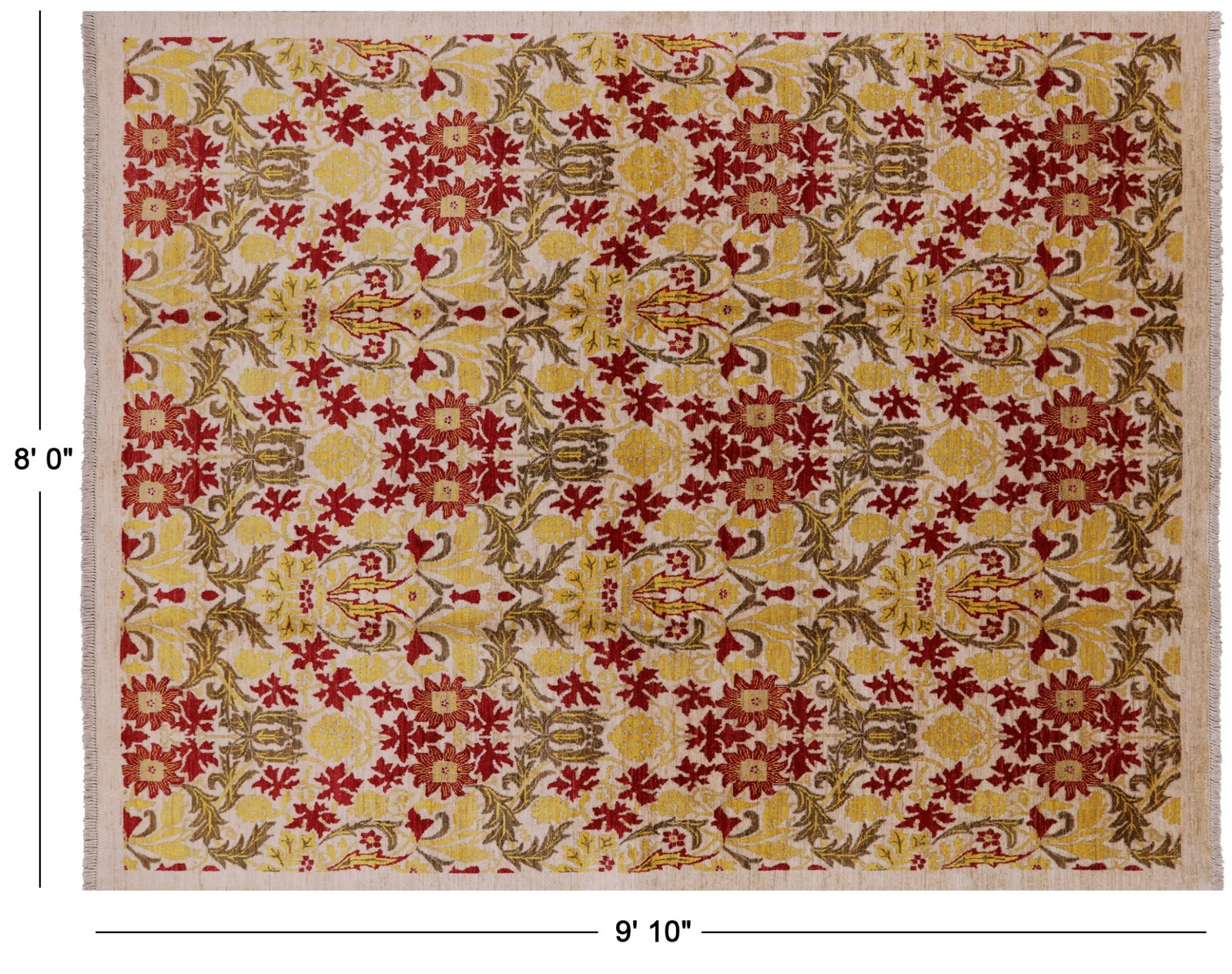 William Morris Handmade Wool Rug 8′ 0″ X 9′ 10″ – W1447