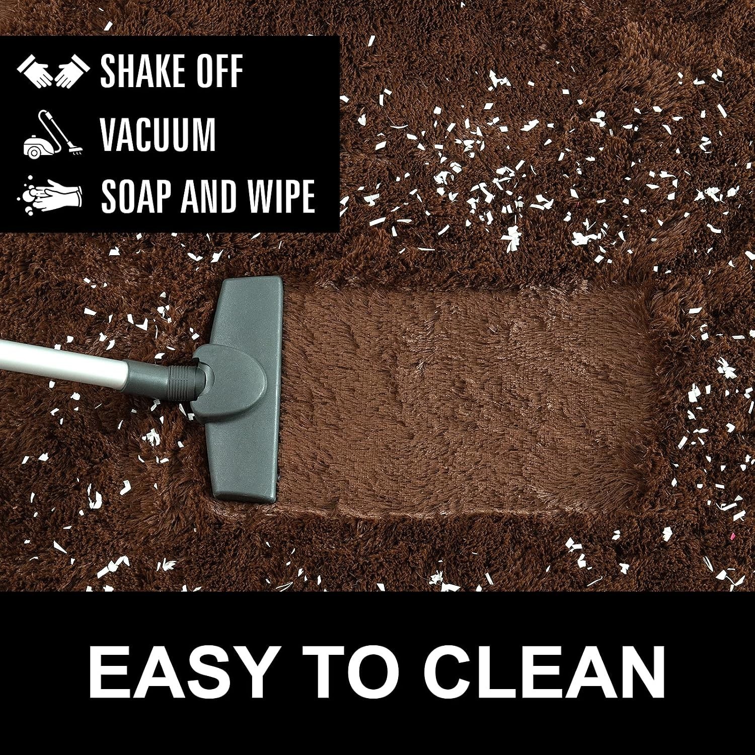 Luxurious 2×3 Feet Fluffy Brown Area Rug – Ideal for Living Room & Home Decor