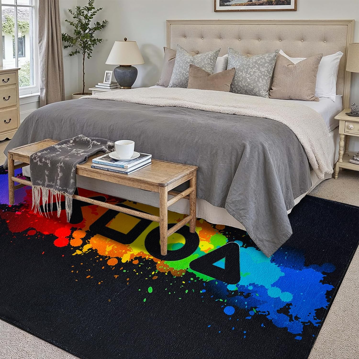 Gamer Rug for Game Room 3’x 5′ Non-Slip Machine Washable Gaming Rugs for Bedr…