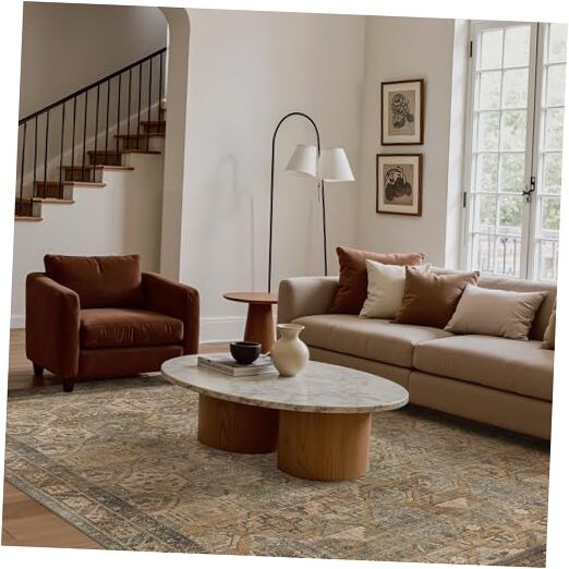Washable Rug 5×7 Area Rug for Living 5′ x 7′ (Rectangular) Area Warm Taupe