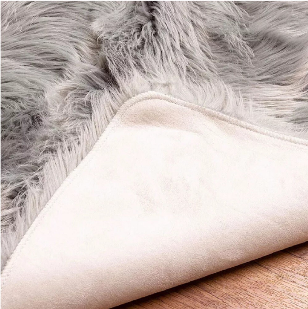 Project 62 Mongolian Faux Fur Rug Gray 4 Ft. x 2.5 Ft.