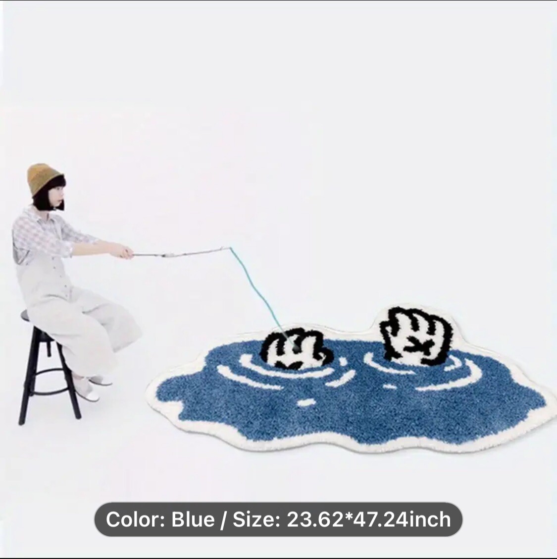 Modern Creative Custom Kaws Velvet Area Rug 60cm/23.6in X 120cm 47in. Blue