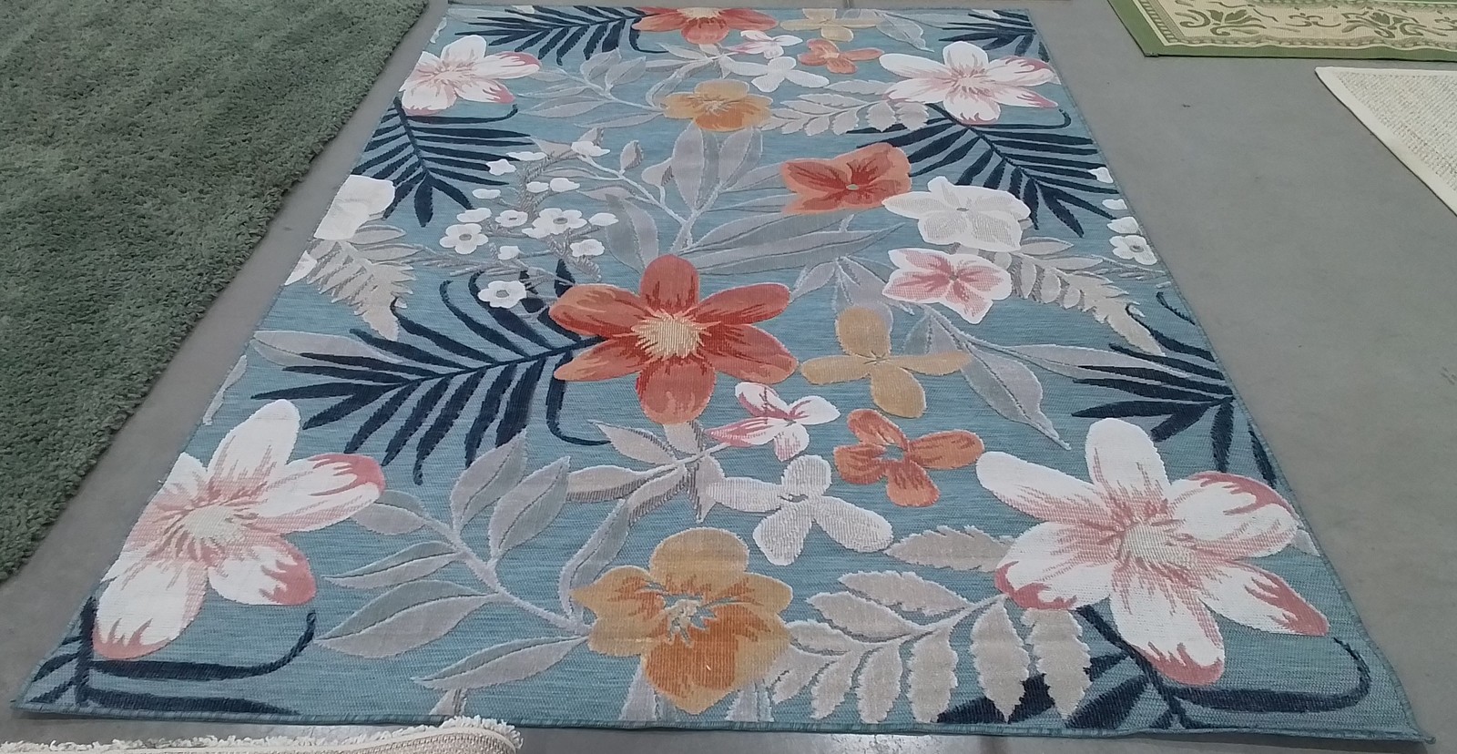 AQUA / RUST 6′-5″ x 9′-6″ Back Stain Rug, Reduced Price 1172798887 CBN454J-6