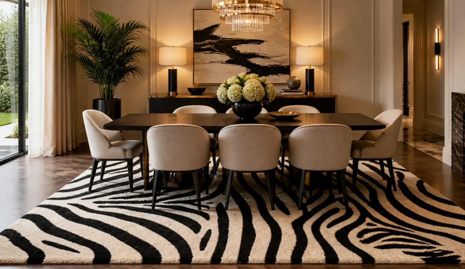 Hand Tufted 100% NZ Wool Zebra Rug Handmade Black & White Animal Pattern Modern