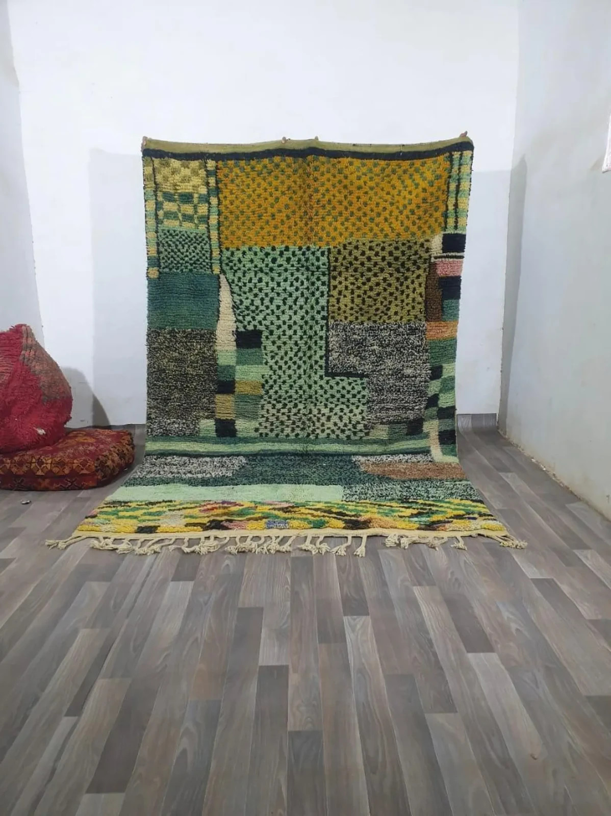 Moroccan Rug, Moroccan Wool Rug – Green Colorful Boho Handwoven