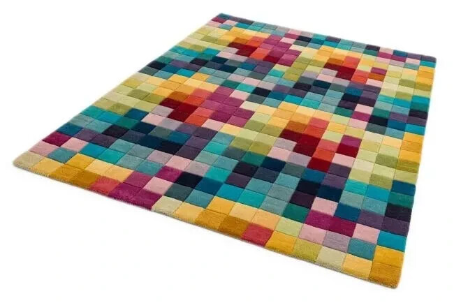 Abstract Oriental Funk hand tufted Multi Geometric 100 % NZ Wool Rug