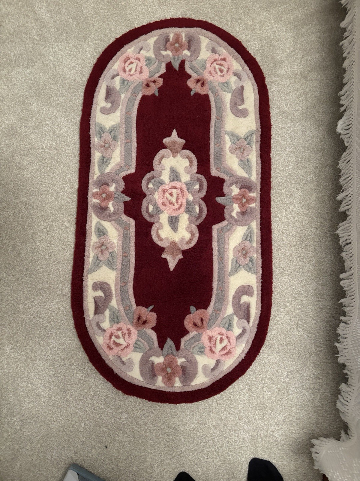Vintage Handmade Chinese Aubusson Oriental Runner Rug French Floral 24” X 42”