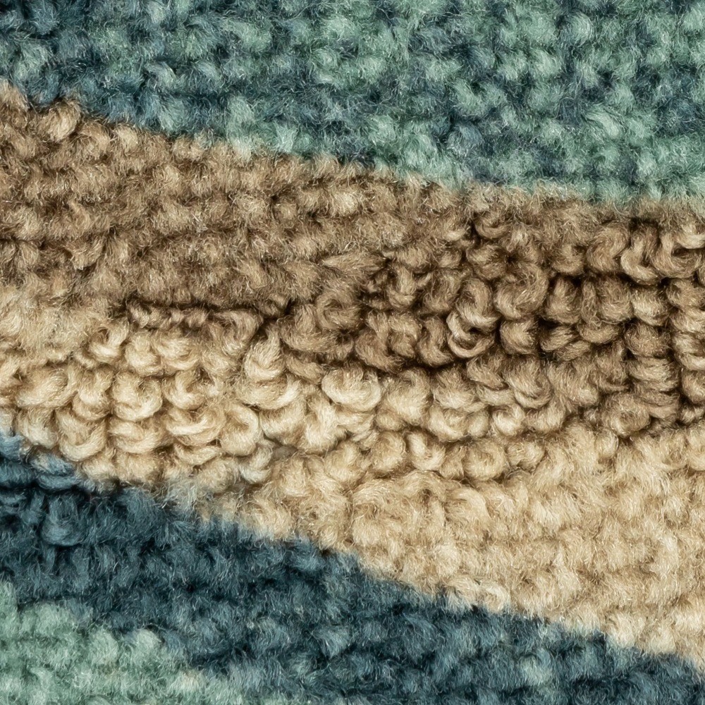 Geometric Blue and Brown Wave Pattern Indoor Entryway Runner Rug 1ft 8in x 2ft