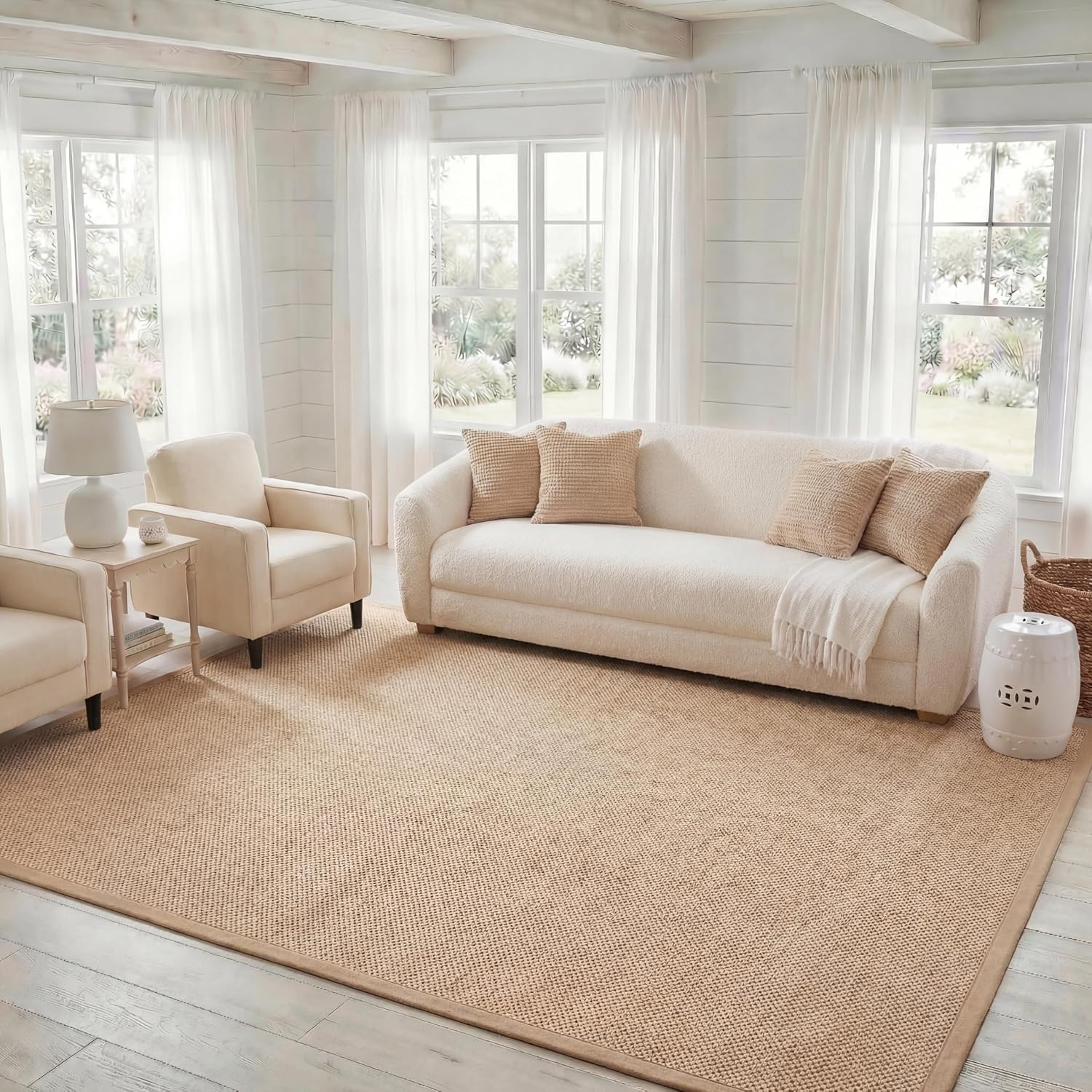 SAFAVIEH Area Rug 8X10 – Natural Fiber Collection – Large – Maize & Linen Color,