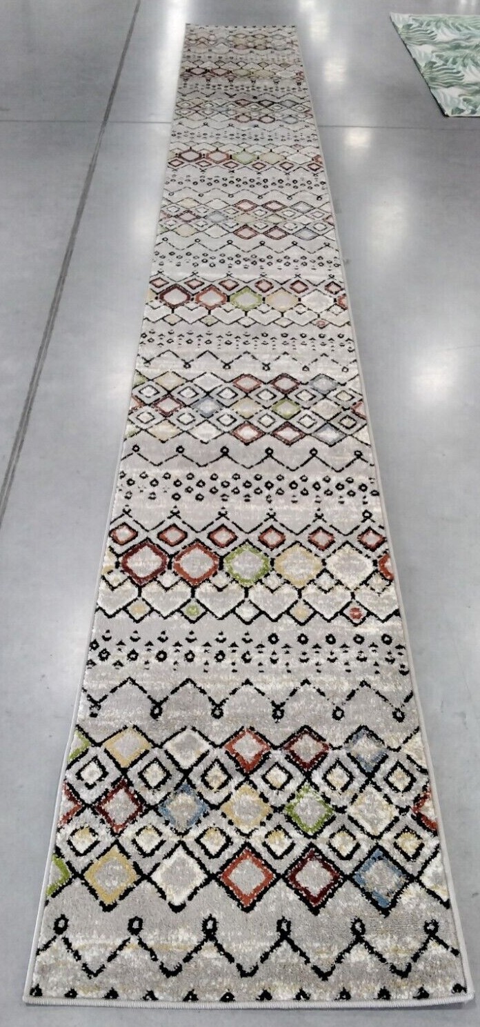 LIGHT GREY / MULTI 2′-3″ X 18′ Damaged Rug, Reduced Price 1172720586 AMS108G-218