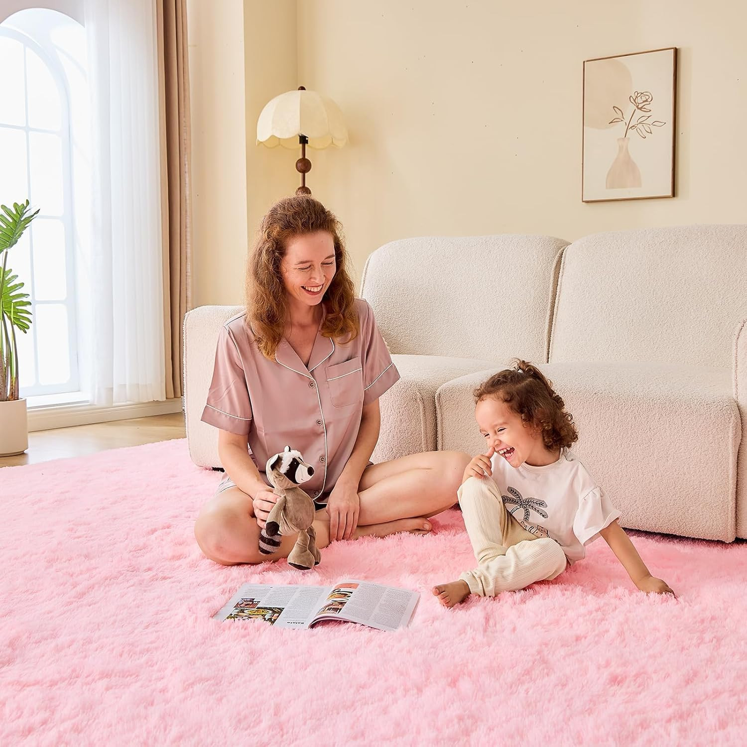 OPPODREAM 4X6 Pink Rugs for Bedroom, Ultra-Soft Fluffy Area Rugs for Living Room