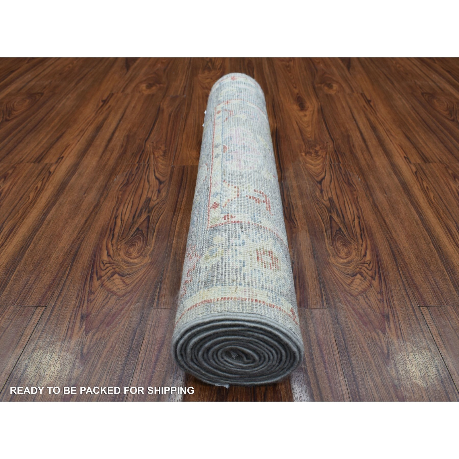 2’7″ x 12’2″ Gray Angora Ushak Pure Wool Hand Knotted Oriental Runner Rug R69882