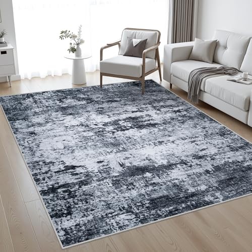 5×7 Area Rug Living Room Rug: Washable Modern Abstract Soft Thin Rug Indoor