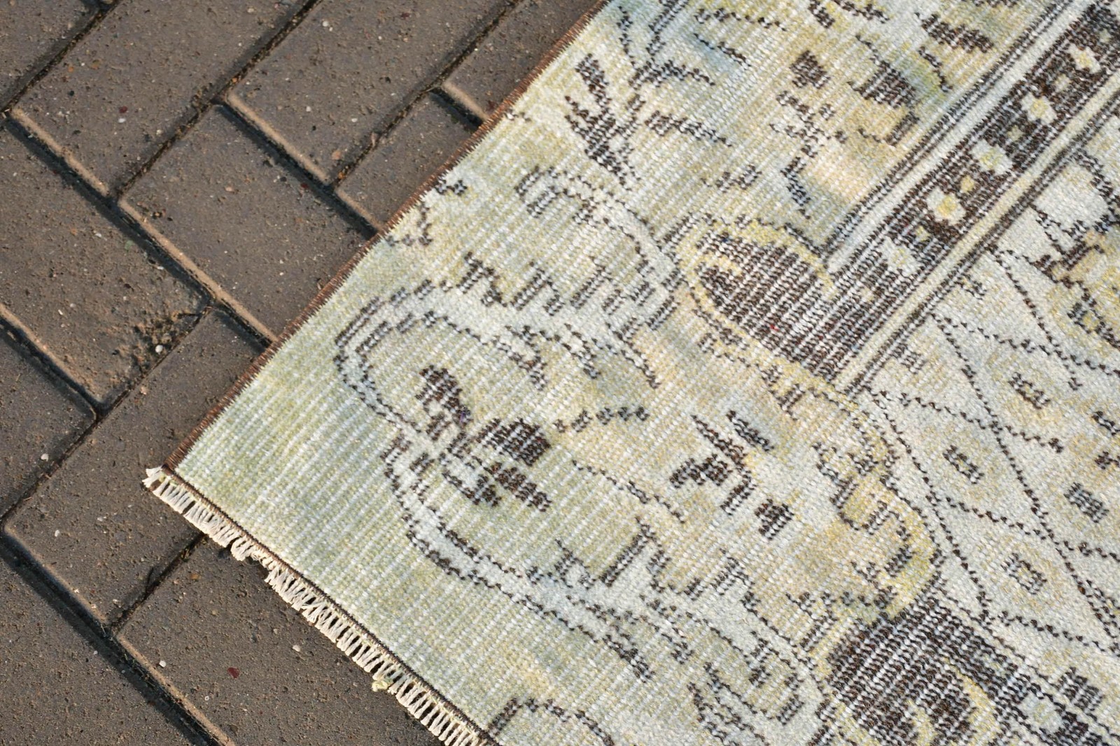 5,2×8,3 ft Turkish Rug, Green Floral Vintage Wool Rug