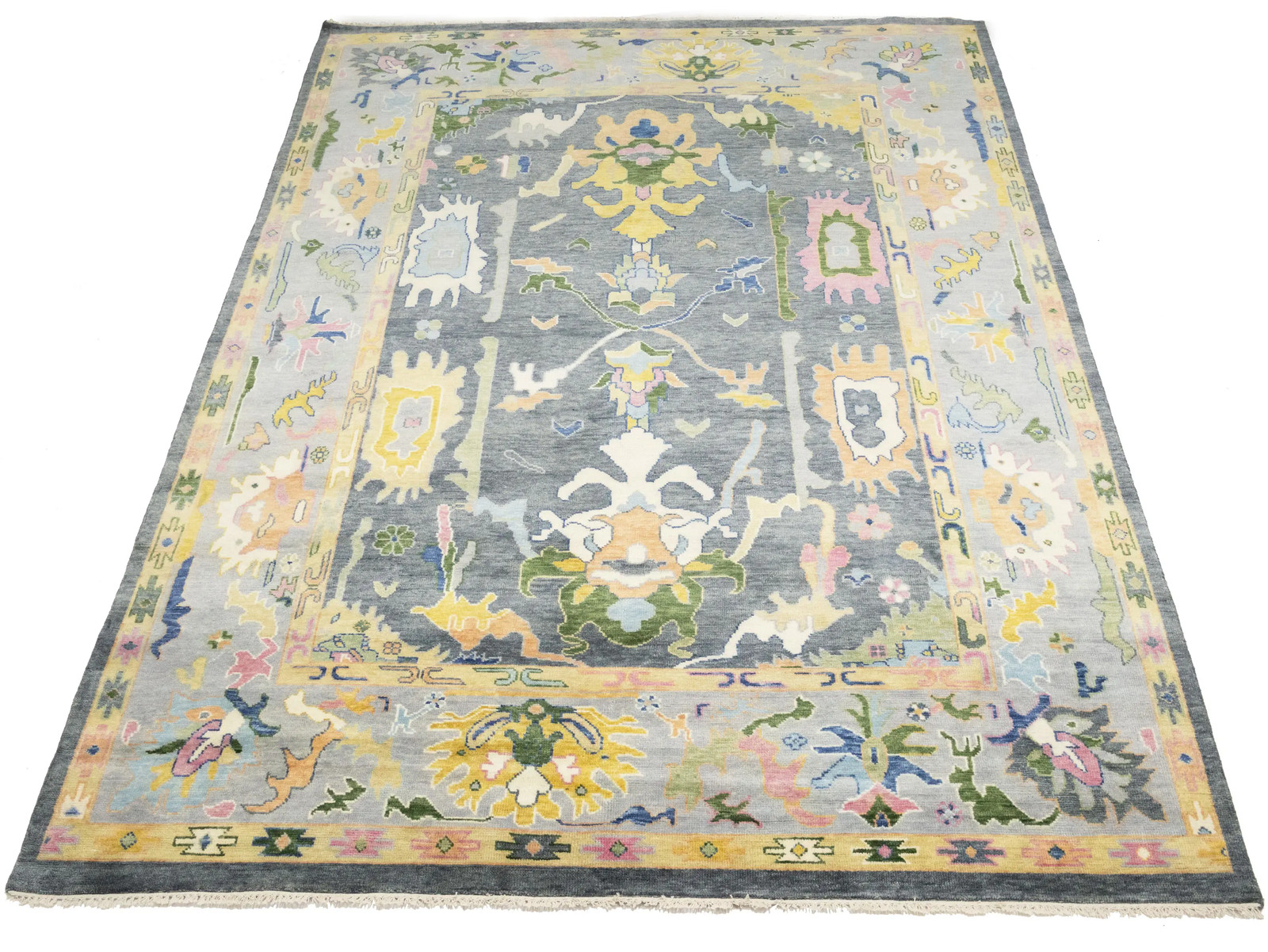 Hand-Knotted Floral Oushak Chobi Oriental Rug Colorfast Decor Carpet 10×14 ft