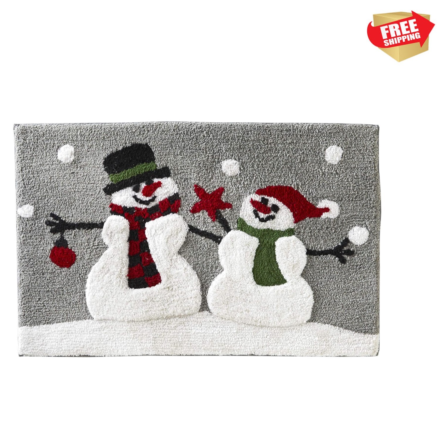 Hypoallergenic 30×20” Winter Snowman Rug for Bathroom & Kitchen Decor