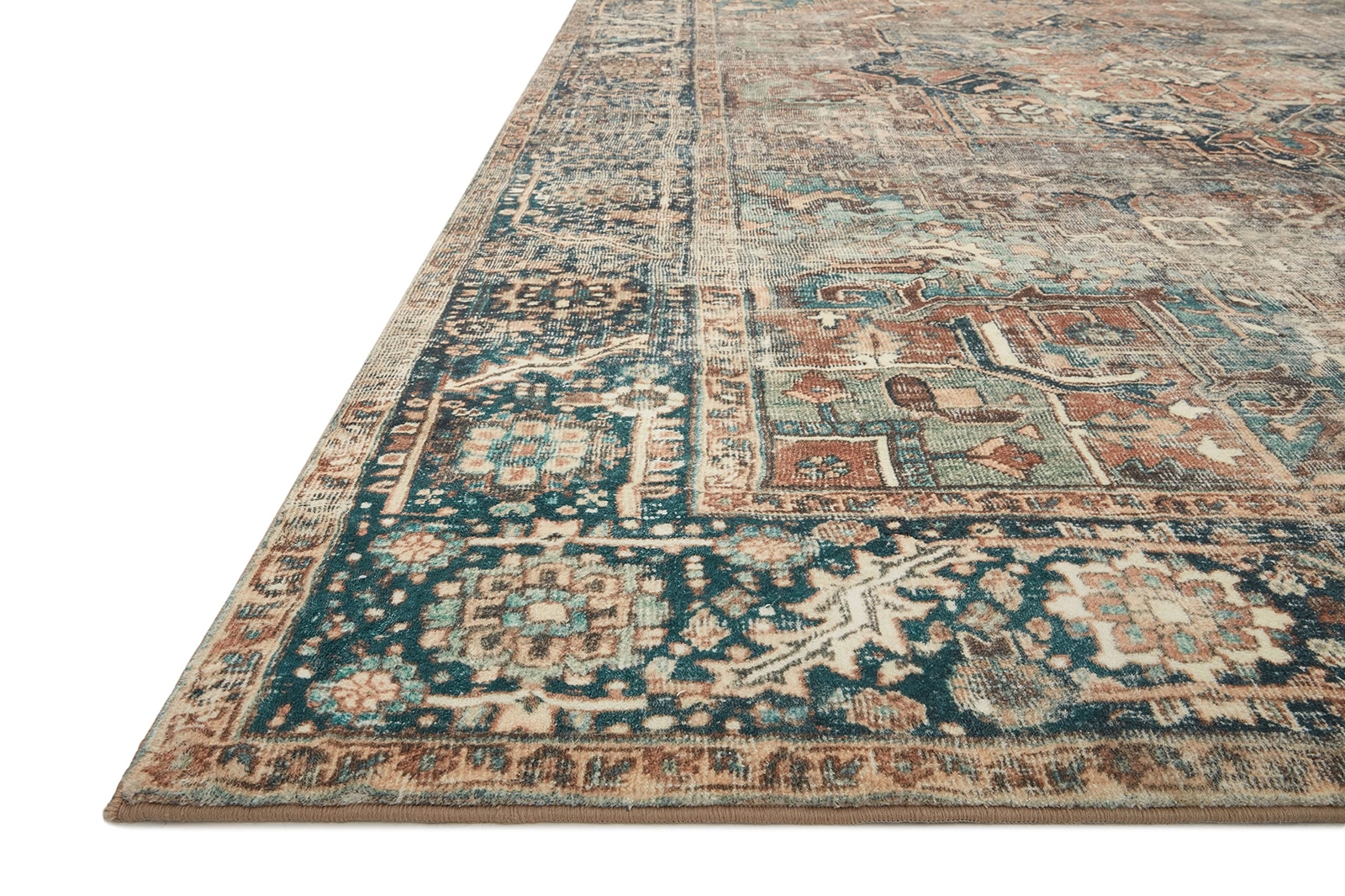 Loloi II Margot Collection MAT-02 Terracotta / Lagoon 2′-0″ x 5′-0″, .38″ Thi…