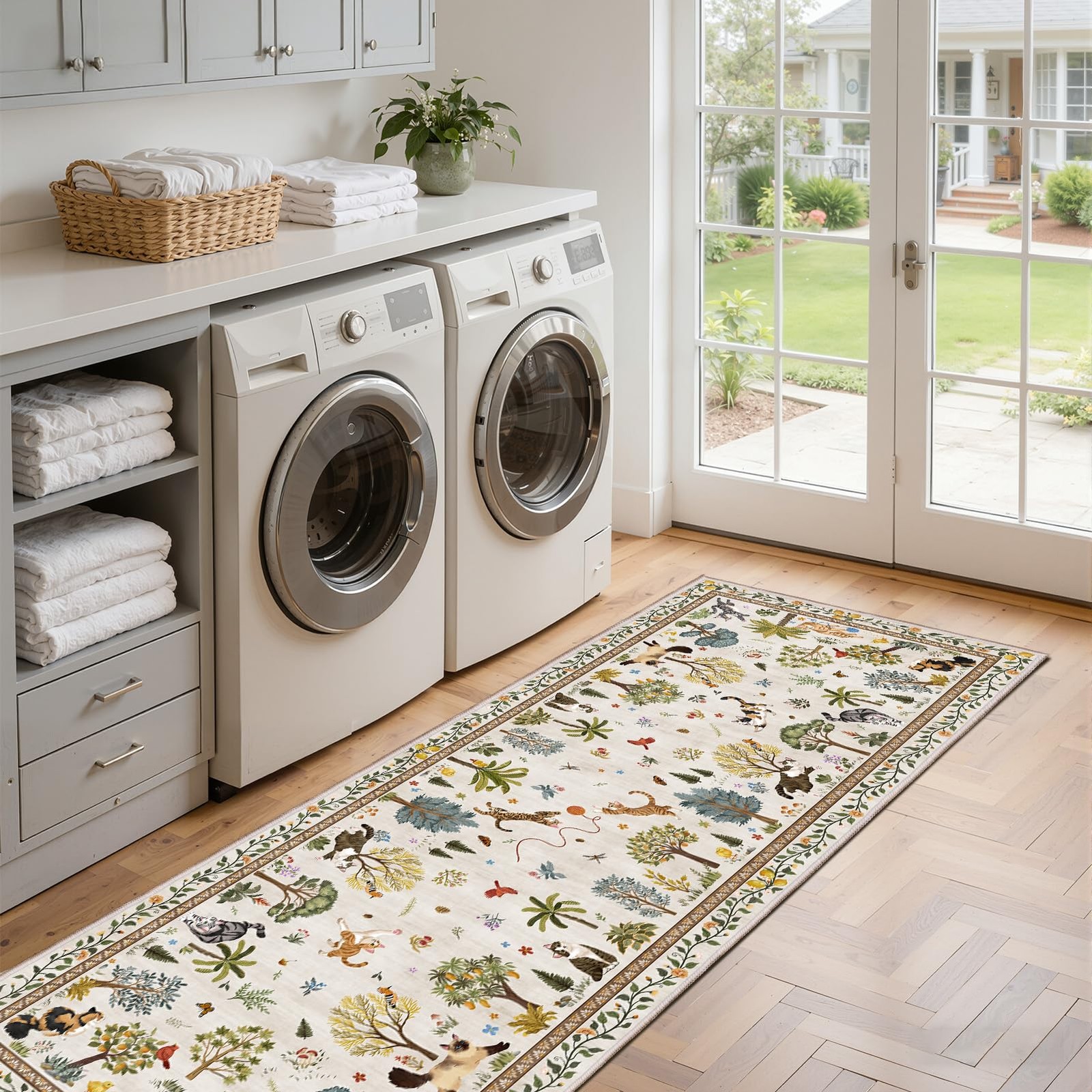 Rogara Cat Runner Rug for Kitchen 2’x6′ Washable Rug Runner for Hallway Non-S…