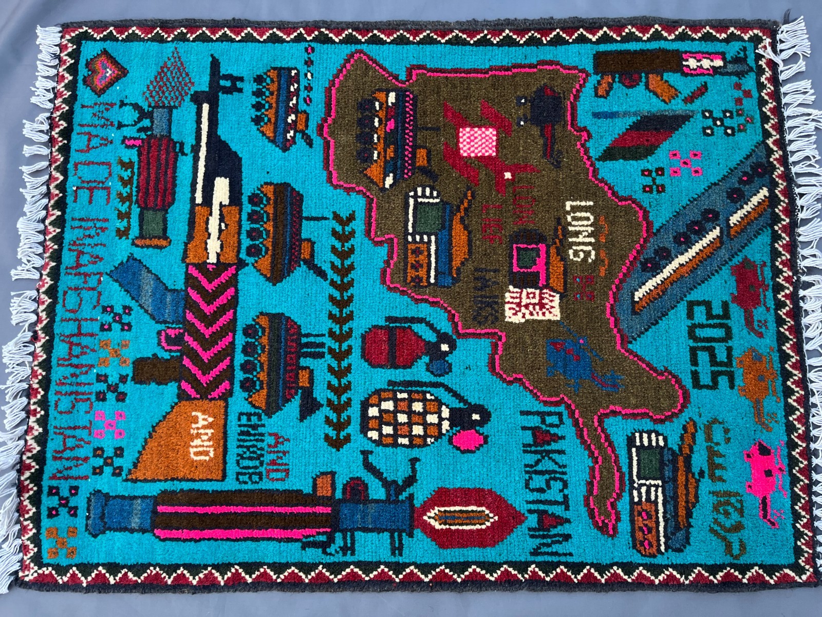 2’1 x 2’8 Ft Colorful Afghan War Rug –2025 Map of Afghanistan Military Pictorial