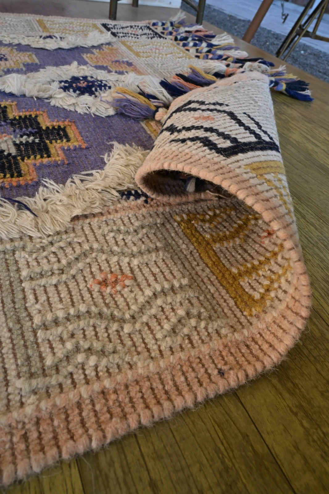 Rugmoda Purple Wool Geometric 4×6 ft Boho Living Room Area Rug