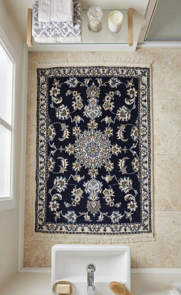 Handmade Traditional Navy Thick Pile Rug Small Oriental Area Home Carpet 3×4 ft