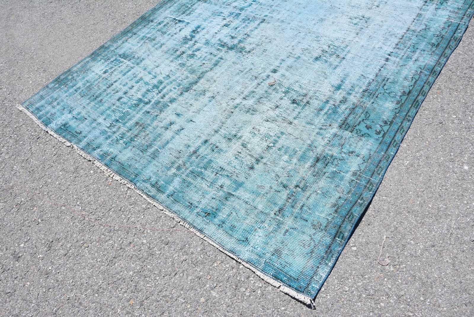 Vintage Rug, Large 5,7×8,3 ft Turkish Rug, Blue Gray Oriental Wool Rug