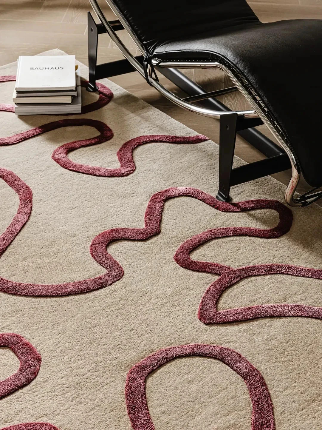 New Design Hand-Tufted Wool Rug Pink Abstract Modern Living Room Carpet