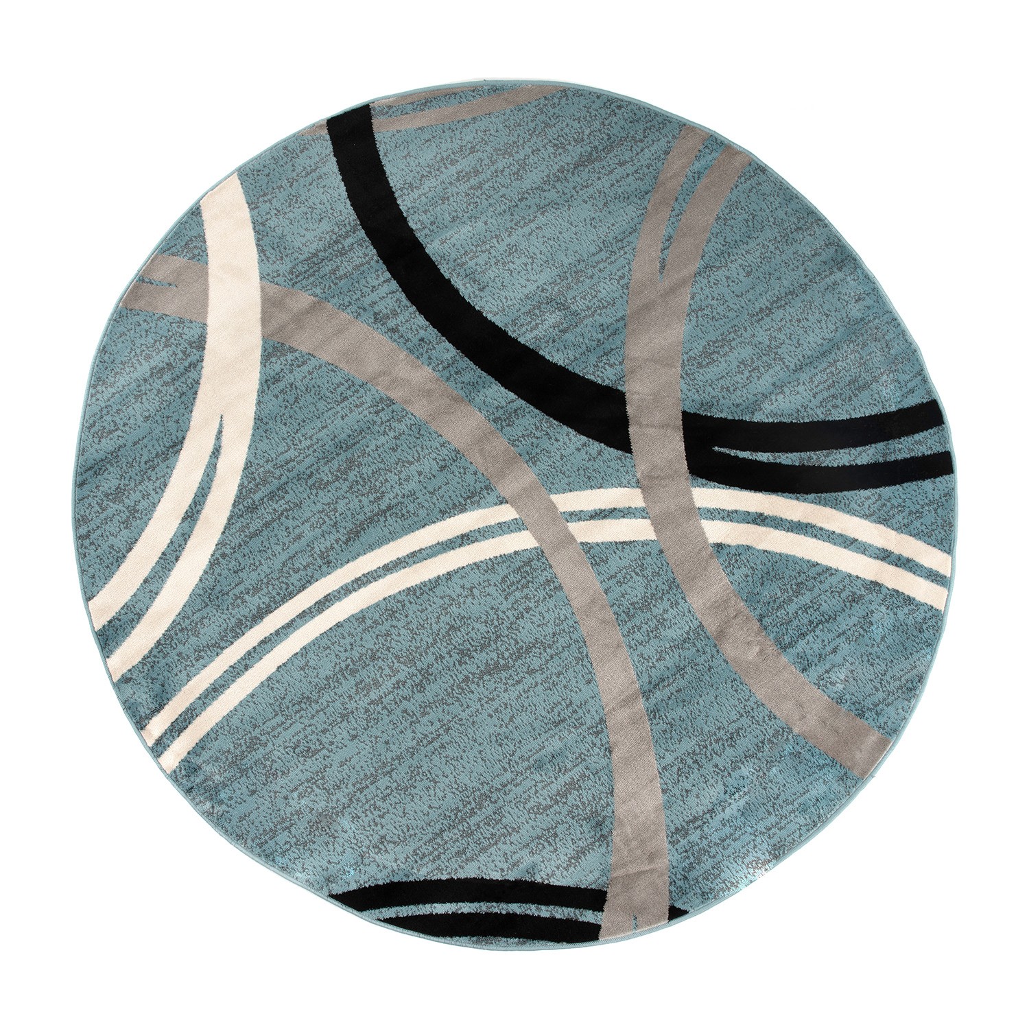 Rugshop Round Carpet Contemporary Abstract Circles Design Blue Round Rugs 6’6″