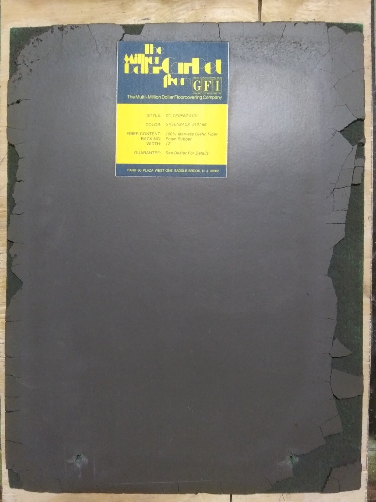 Vintage MCM General Felt Carpet Showroom Sample Demo Remnant NOS Early 70’s