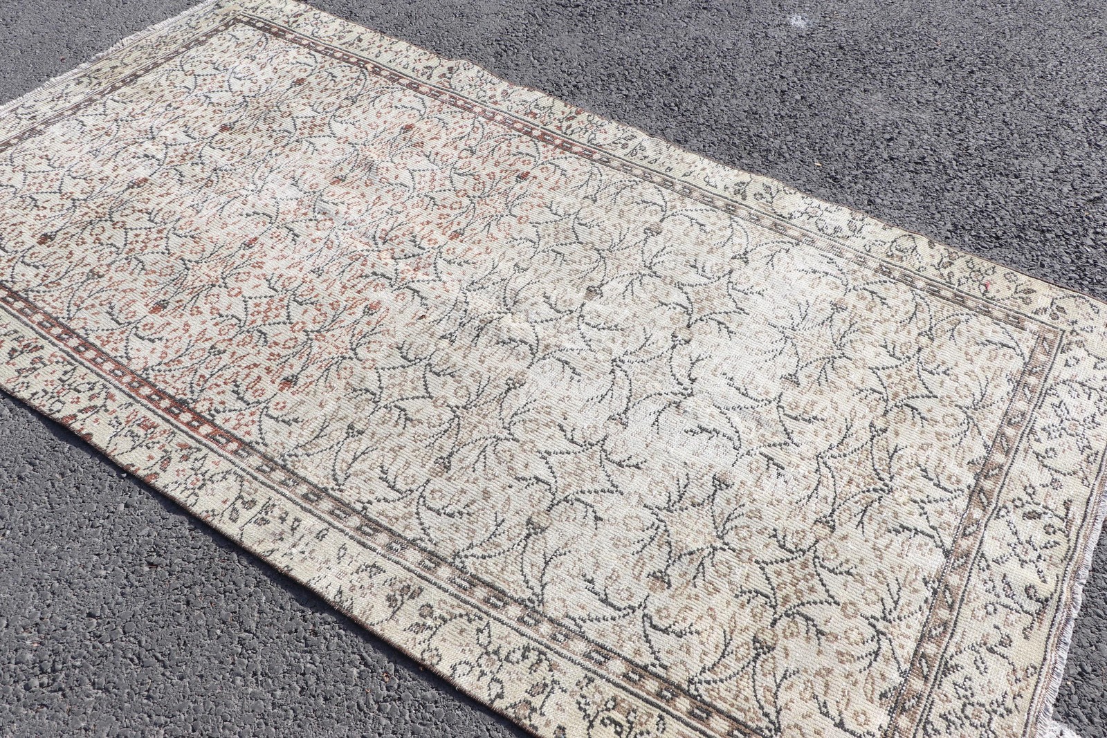 Turkish Rug, 4,5×8,6 ft Area Rug, White Brown Rug Wool Rug