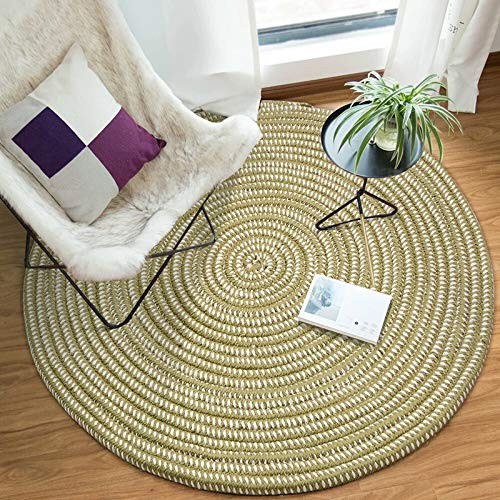 Green Hand Woven Round Area Rugs 2 ft Chair Cushion Base Mat Lifts Basket