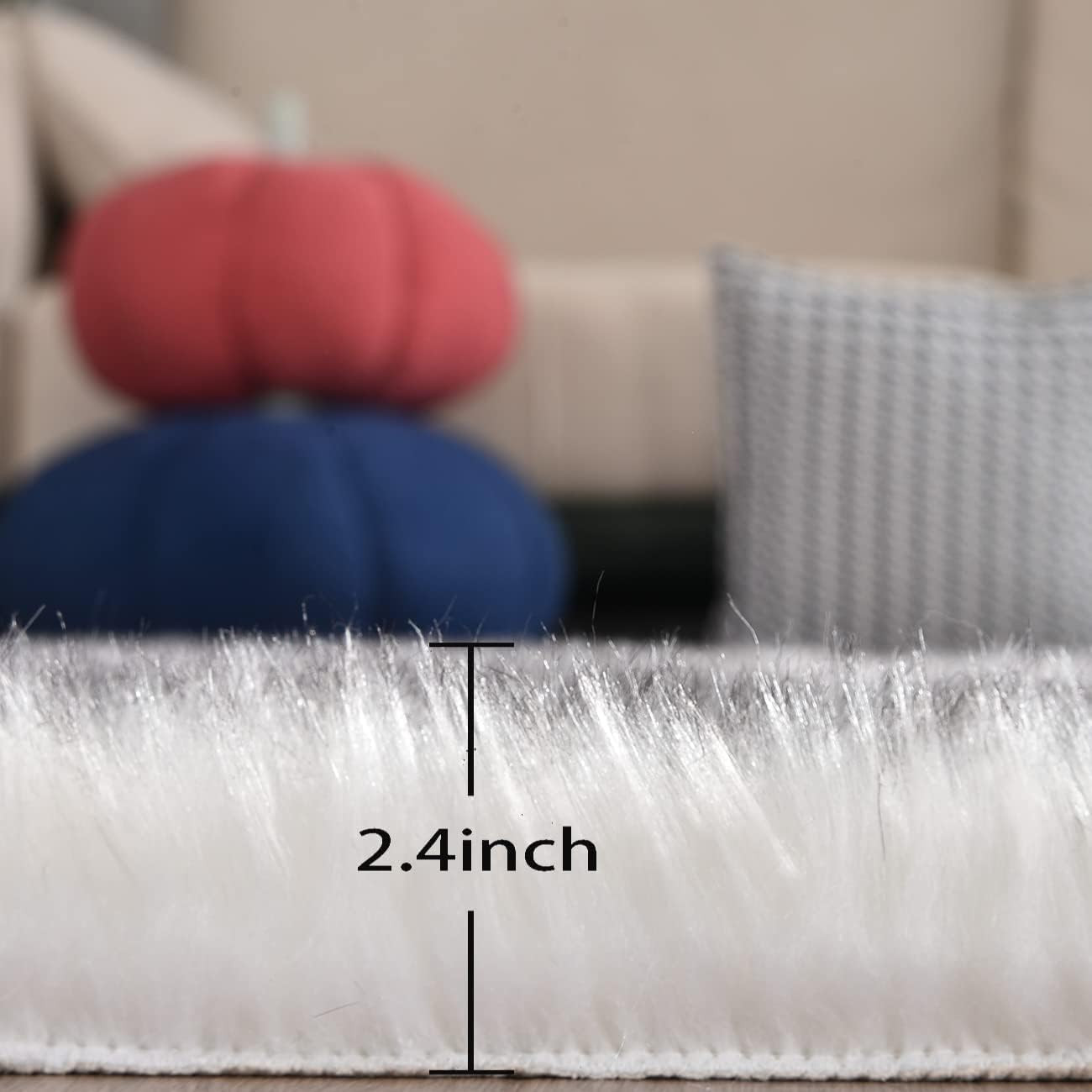 White and Grey Rug 8X10 Area Rugs for Living Room Machine Washable Shag Faux She