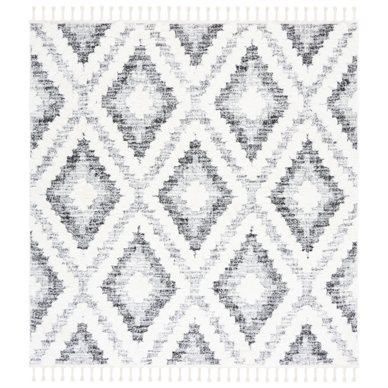 SAFAVIEH Moroccan Tassel Shag MTS610A Ivory / Grey Rug