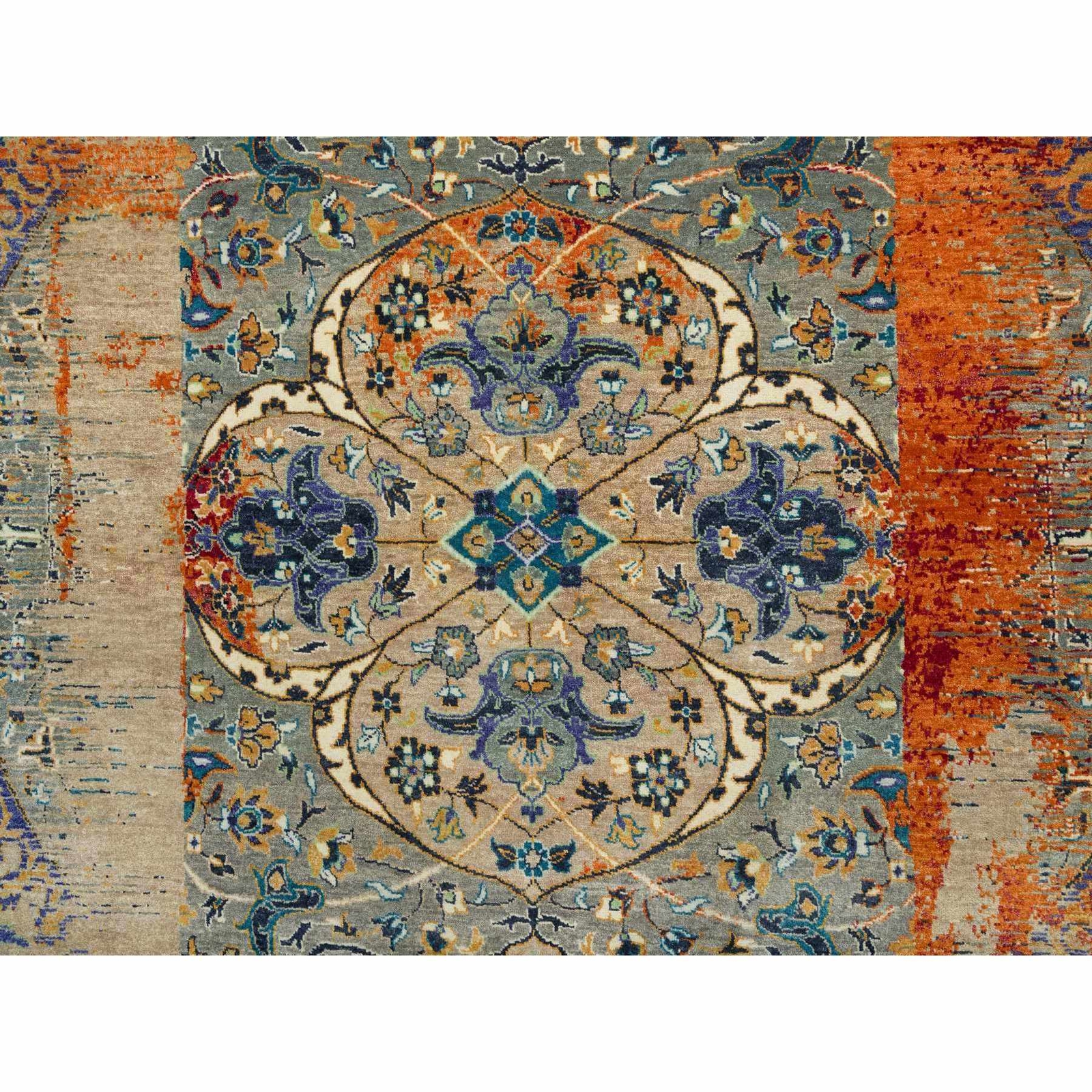 10’2″x14’3″ Rust Red Ancient Ottoman Erased Design Hand Knotted Wool Rug R65177