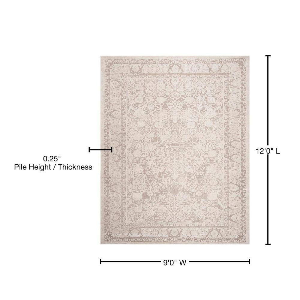 Reflection Beige/Cream 9 Ft. X 12 Ft. Border Distressed Area Rug