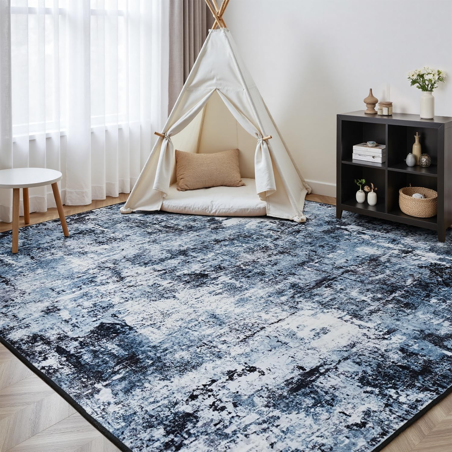 Rugflix 5×7 Area Rugs for Living Room, 5′ x 7′ (Rectangular), 01-ocean Blue