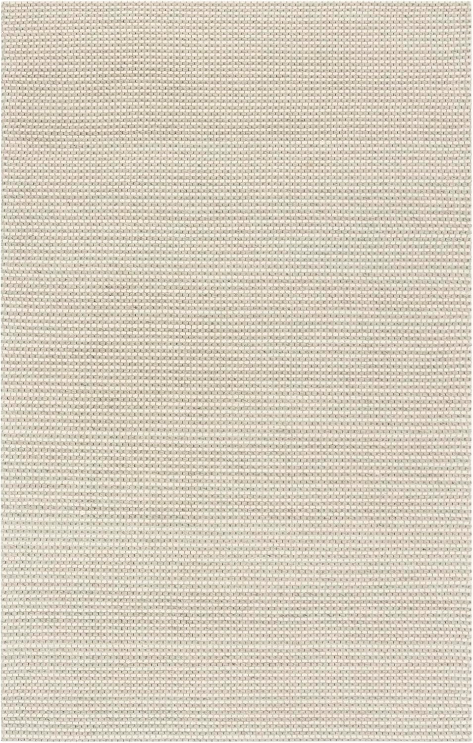 Handmade Wool Area Rug 6′ x 9′ in Silver & Ivory for High Traffic Areas