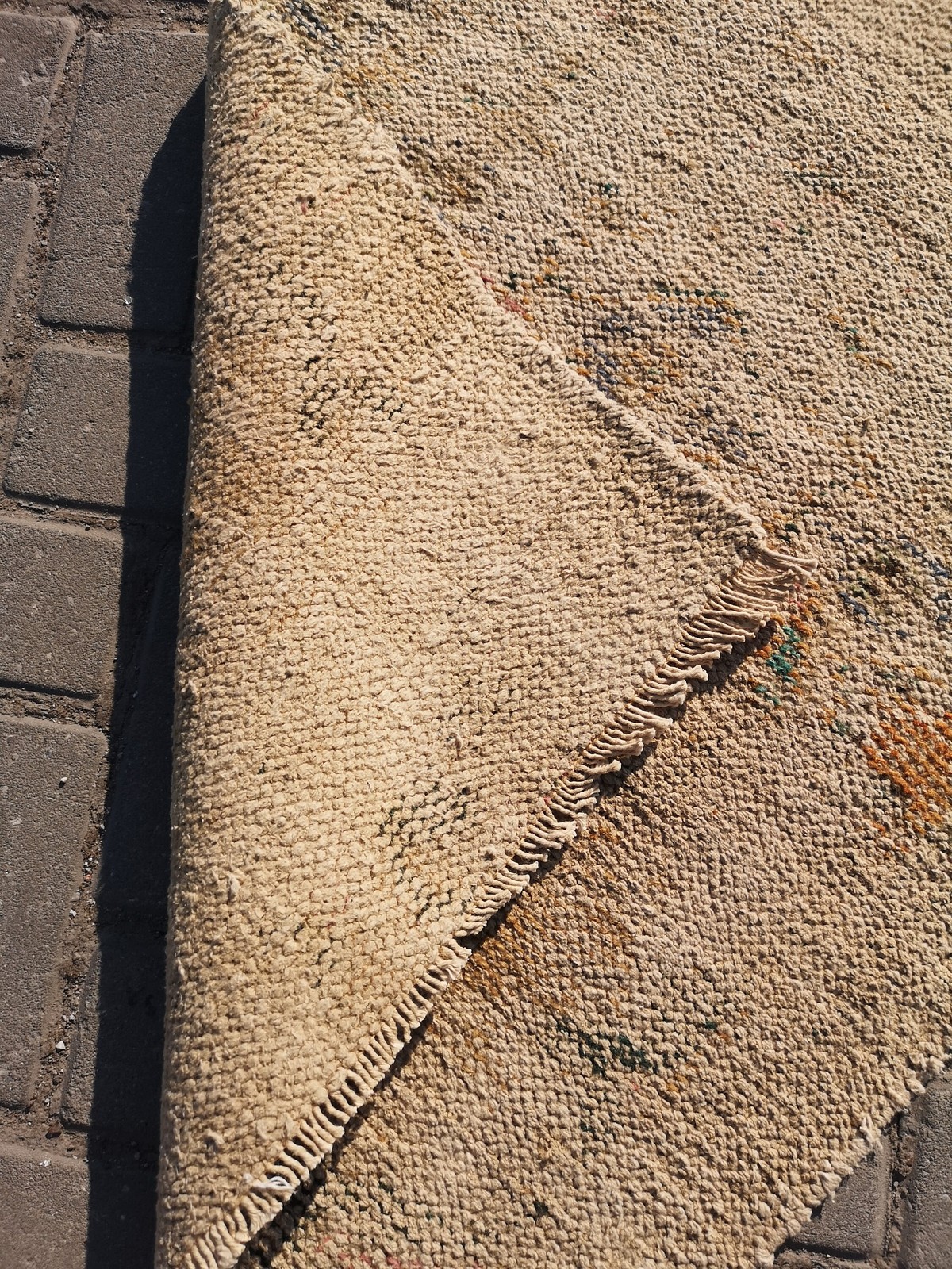 Muted Orange Turkish Wool Rug, Small Faded Rug (2.2 x 3.6 ft)