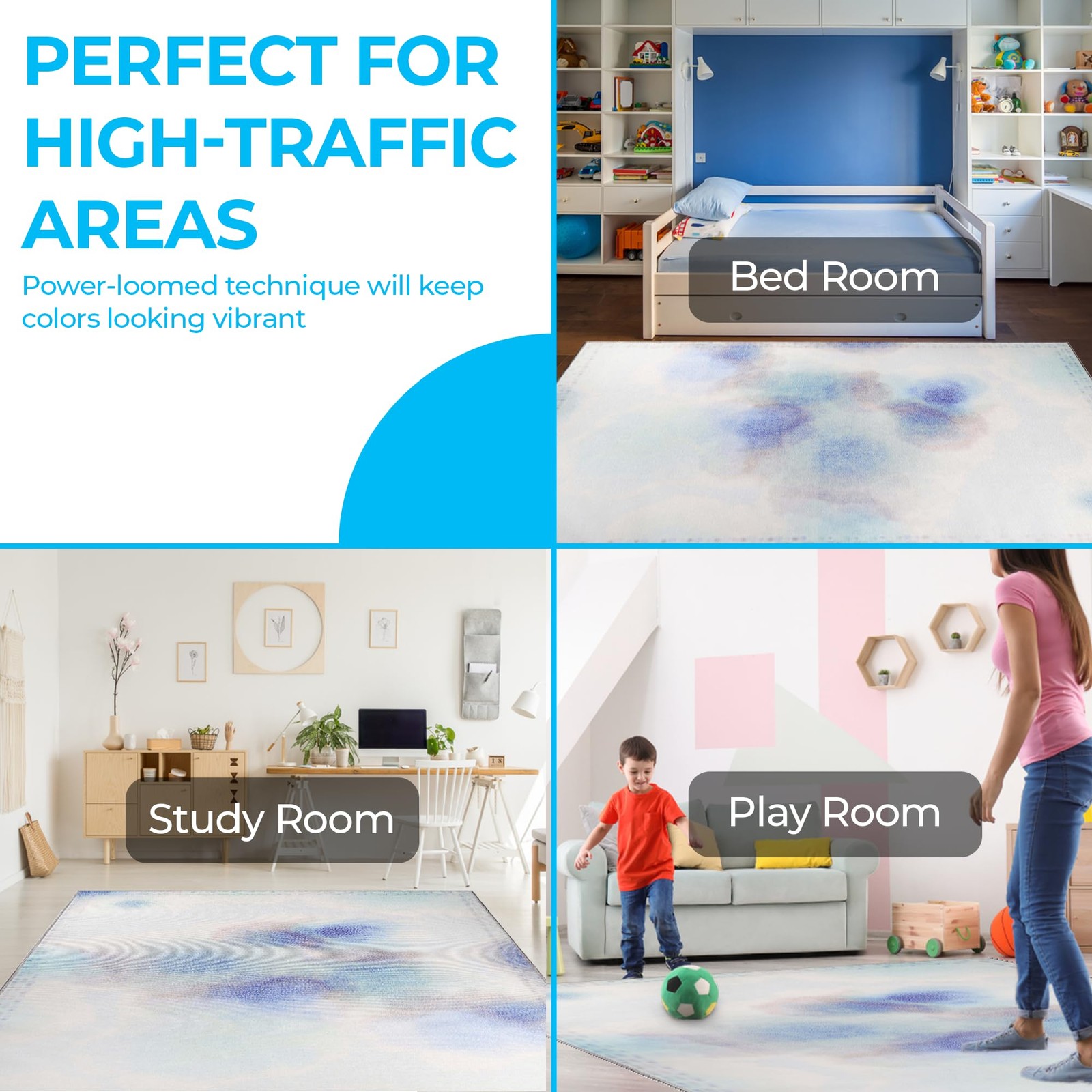 Indoor Kids Rug, Washable, Non-Slip, Toddlers & Babies, Perfect for High Traf…