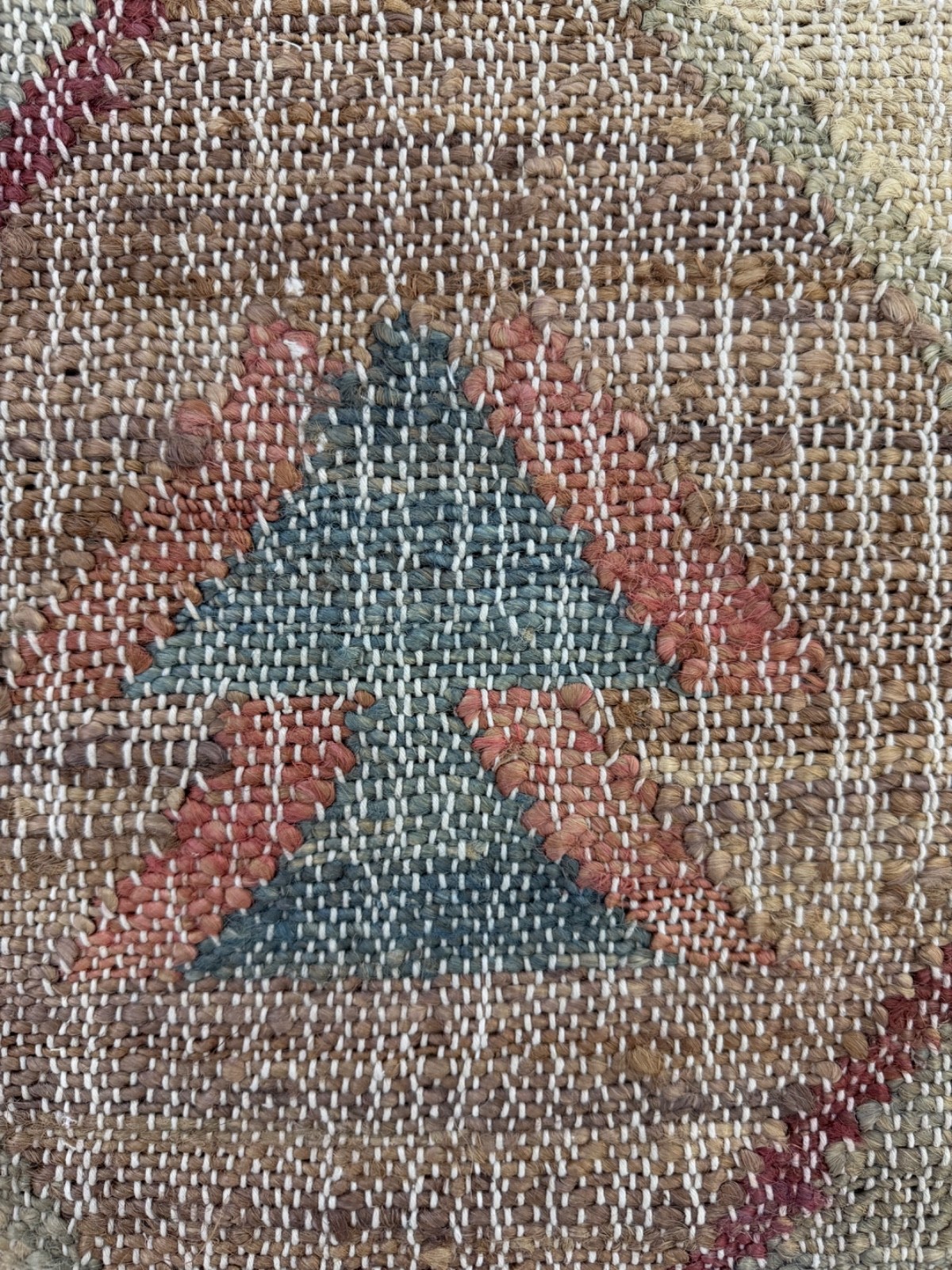 Natural Jute Tribal Handwoven Area Rug Teal Rust Geometric Pattern Kilim 5×8 ft