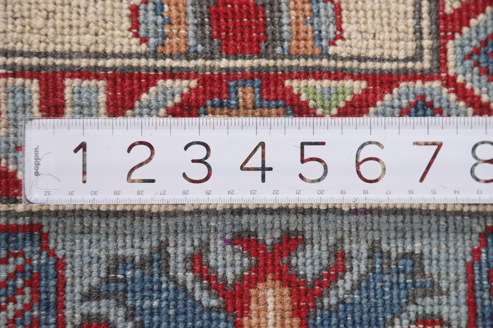 Hand-Knotted Beige Wool Bedroom Carpet Geometric Kazak Oriental Area Rug 7×10 Ft